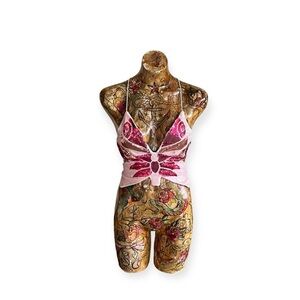 SHEIN Pink Butterfly Halter Top